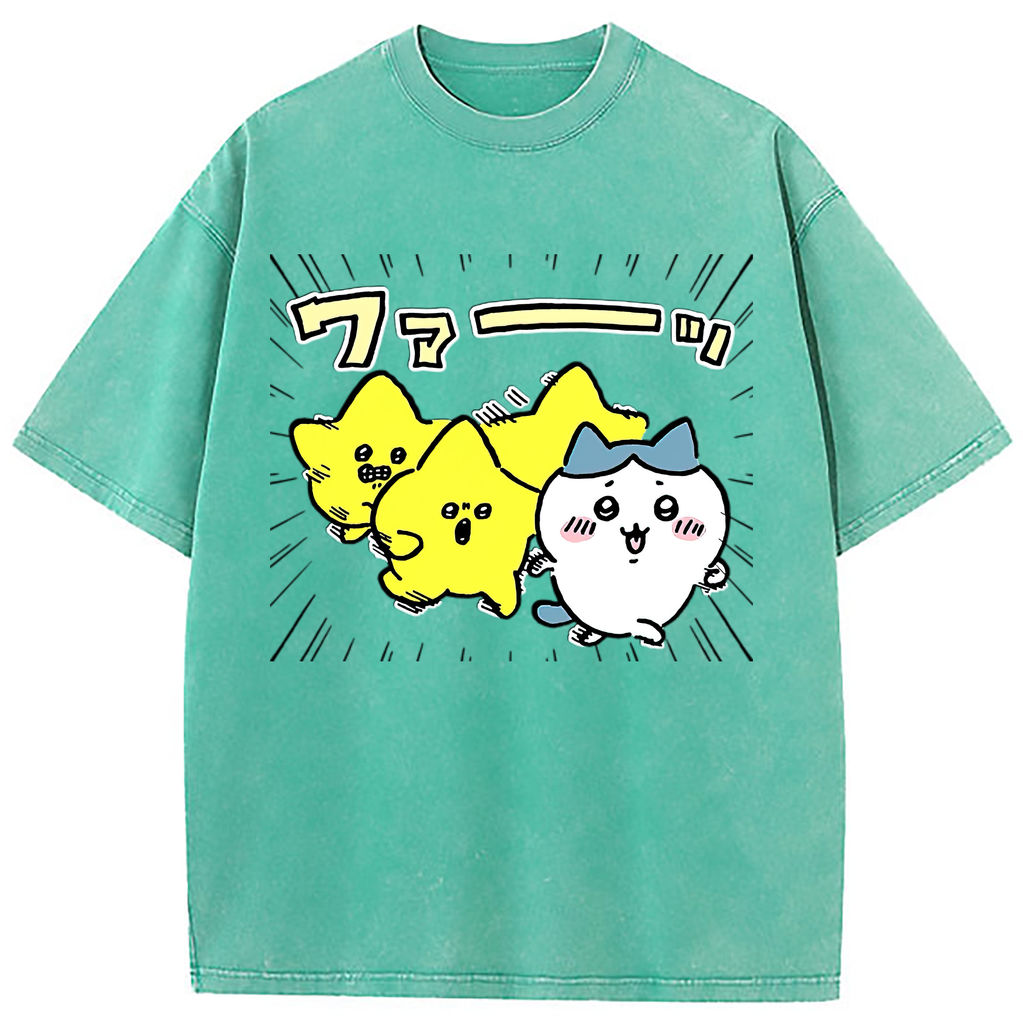 （画像用） ちいかわ 流れ星 Chii-kawa Shooting star 綿100% ヴィンテージ風 半袖Tシャツ（フロントプリント）